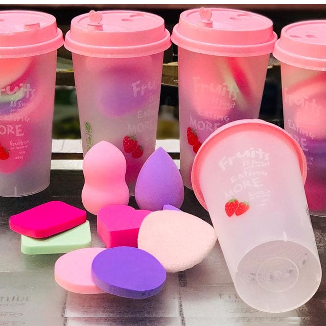 Beauty Blender With Cup, 9 In 1 Makeup Blender, Soft Makeup Sponge Puff Set With Jar, Beauty Blender Glass Beauty Blender With Cup, 9 In 1 Makeup Blender, Soft Makeup Sponge Puff Set With Jar, Beauty Blender Glass